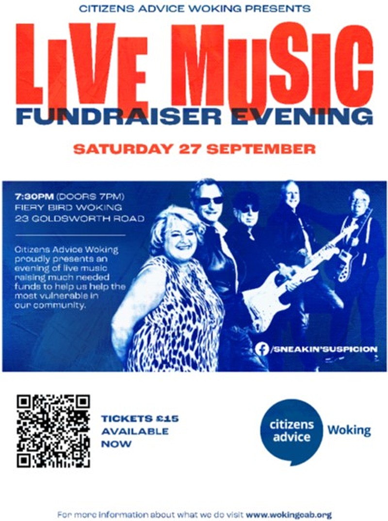 Fiery Bird gig - Saturday 27 September - fundraising for Citizens Advice Woking